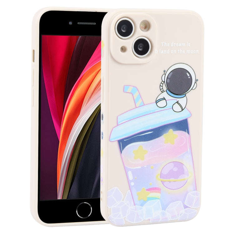 Milk Tea Astronaut Pattern Liquid Silicone Phone Case, For iPhone 15 Pro Max, For iPhone 15 Pro, ...