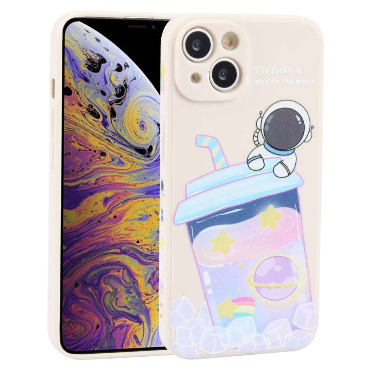 Milk Tea Astronaut Pattern Liquid Silicone Phone Case, For iPhone 15 Pro Max, For iPhone 15 Pro, ...