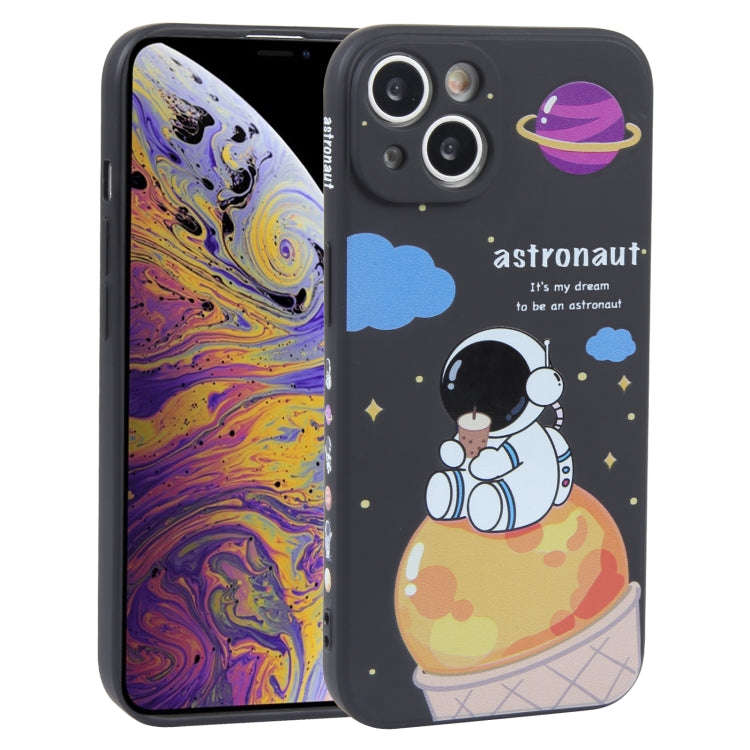 Milk Tea Astronaut Pattern Liquid Silicone Phone Case, For iPhone 15 Pro Max, For iPhone 15 Pro, ...
