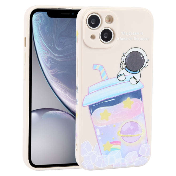 Milk Tea Astronaut Pattern Liquid Silicone Phone Case, For iPhone 15 Pro Max, For iPhone 15 Pro, ...