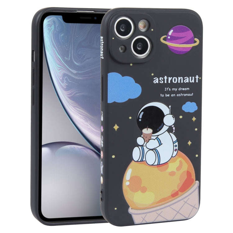 Milk Tea Astronaut Pattern Liquid Silicone Phone Case, For iPhone 15 Pro Max, For iPhone 15 Pro, ...