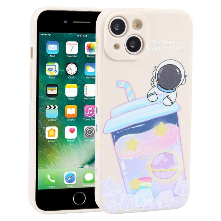 Milk Tea Astronaut Pattern Liquid Silicone Phone Case, For iPhone 15 Pro Max, For iPhone 15 Pro, ...