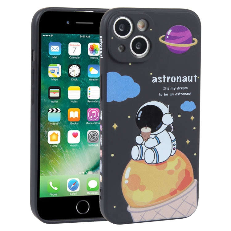 Milk Tea Astronaut Pattern Liquid Silicone Phone Case, For iPhone 15 Pro Max, For iPhone 15 Pro, ...
