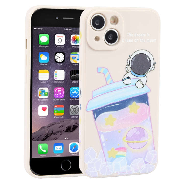 Milk Tea Astronaut Pattern Liquid Silicone Phone Case, For iPhone 15 Pro Max, For iPhone 15 Pro, ...