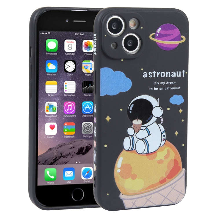 Milk Tea Astronaut Pattern Liquid Silicone Phone Case, For iPhone 15 Pro Max, For iPhone 15 Pro, ...
