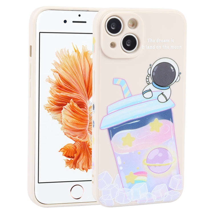 Milk Tea Astronaut Pattern Liquid Silicone Phone Case, For iPhone 15 Pro Max, For iPhone 15 Pro, ...