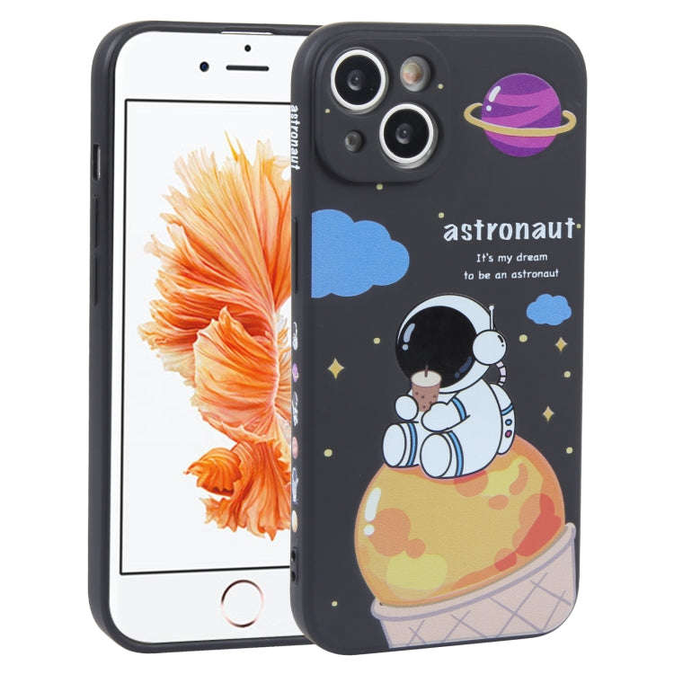 Milk Tea Astronaut Pattern Liquid Silicone Phone Case, For iPhone 15 Pro Max, For iPhone 15 Pro, ...