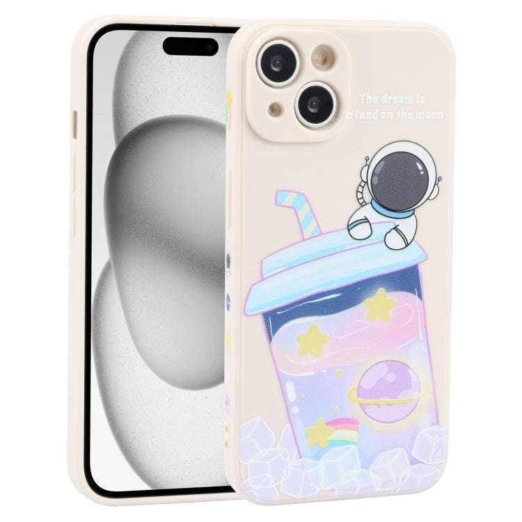 Milk Tea Astronaut Pattern Liquid Silicone Phone Case, For iPhone 15 Pro Max, For iPhone 15 Pro, ...