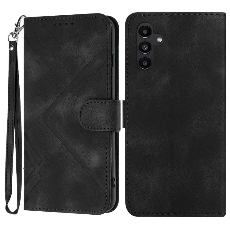 Line Pattern Skin Feel Leather Phone Case, For Samsung Galaxy A55, For Samsung Galaxy A35, For Sa...