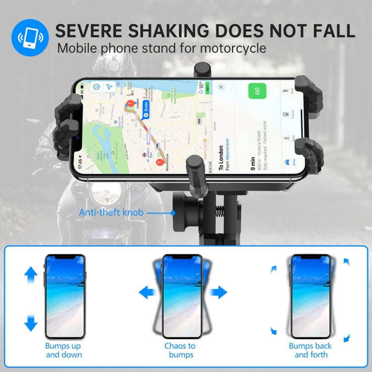 WUPP CS-1848A1 Motorcycle Shock Absorption Riding Phone Holder, Rearview Mirror Type
