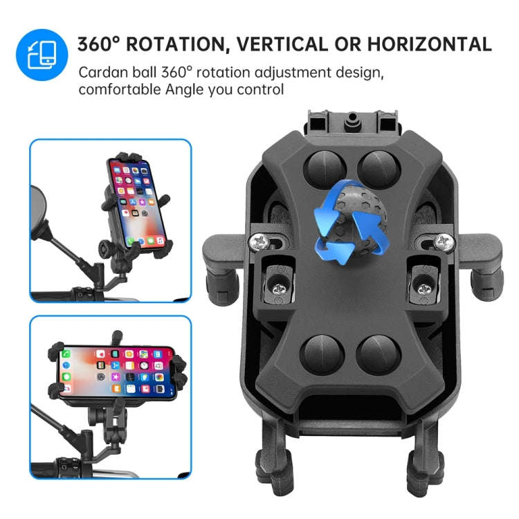WUPP CS-1848A1 Motorcycle Shock Absorption Riding Phone Holder, Rearview Mirror Type