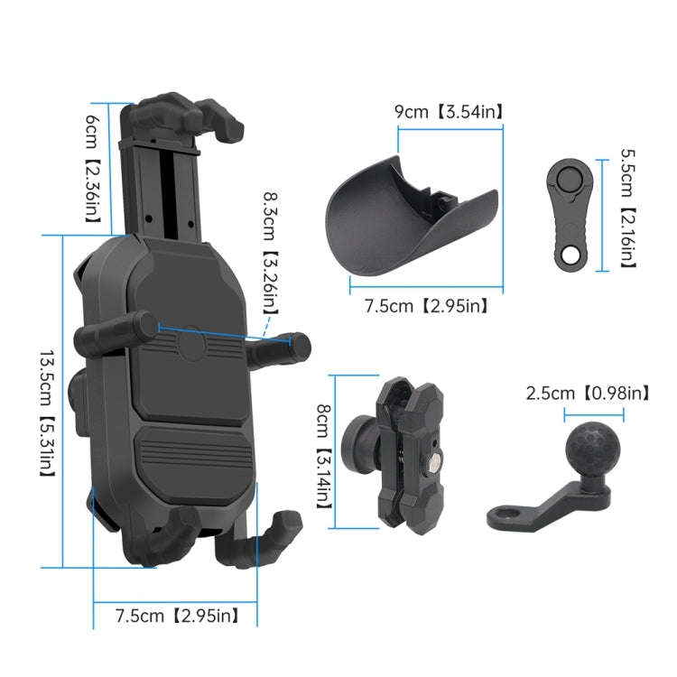 WUPP CS-1848A1 Motorcycle Shock Absorption Riding Phone Holder, Rearview Mirror Type