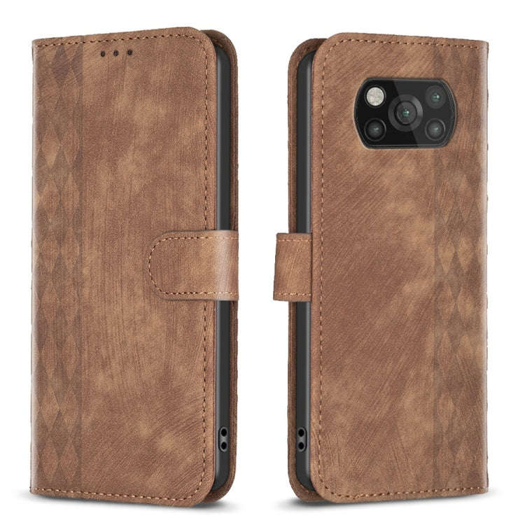 Plaid Embossed Leather Phone Case, For Xiaomi Poco M3 CN Version, For Xiaomi Poco X3 / X3 NFC, Fo...