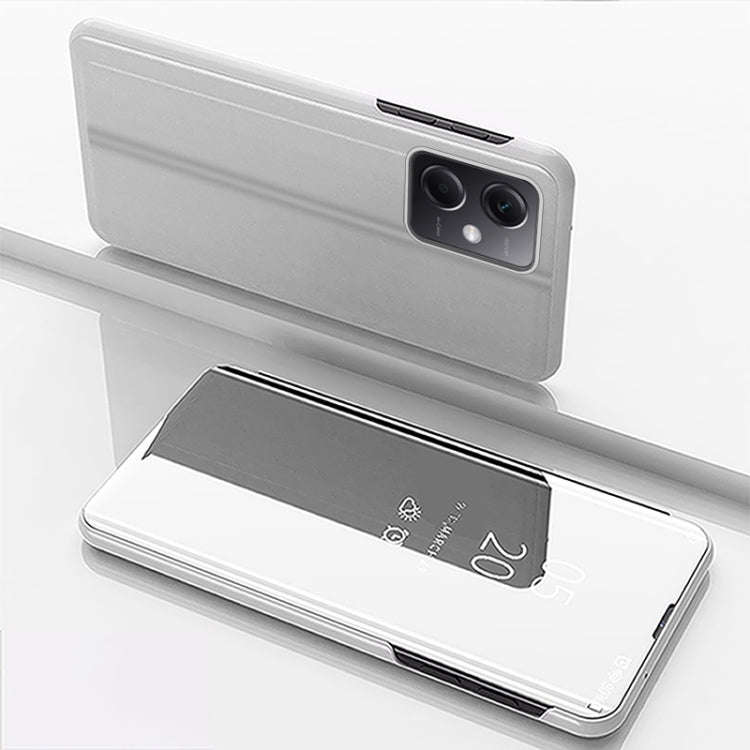 Plated Mirror Horizontal Flip Leather Phone Case with Holder, For Redmi Note 12 4G Global