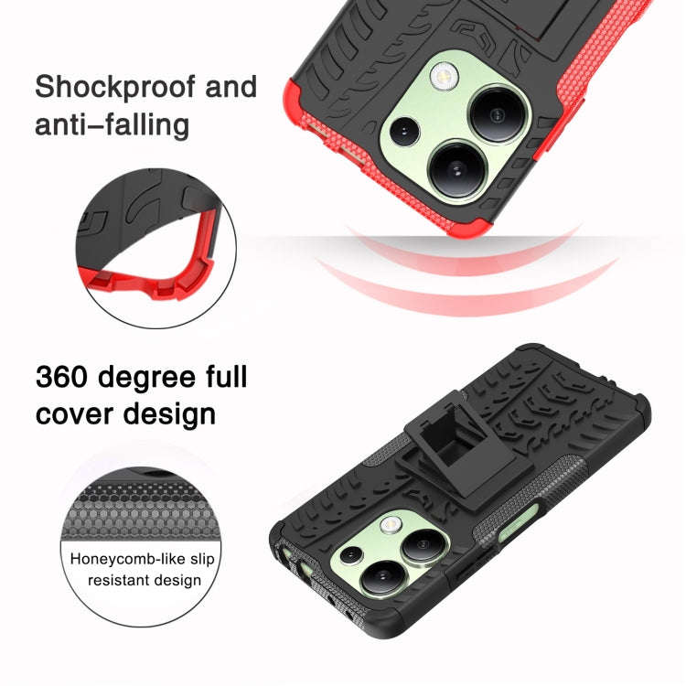 Tire Texture TPU + PC Phone Case with Holder, For Xiaomi Redmi Note 13 4G, For Xiaomi Redmi Note ...