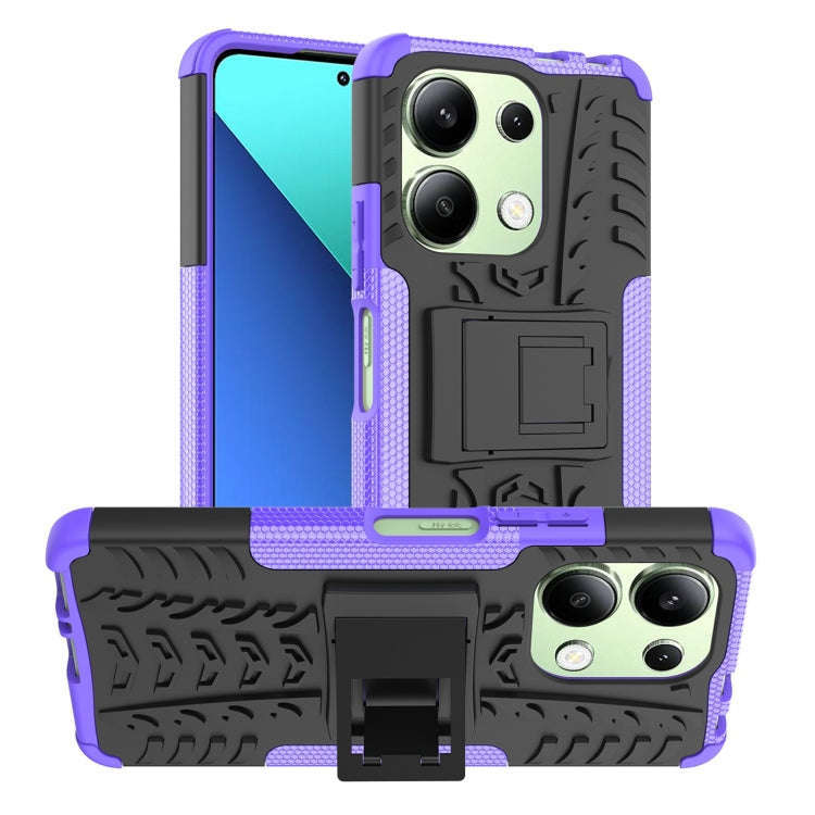 Tire Texture TPU + PC Phone Case with Holder, For Xiaomi Redmi Note 13 4G, For Xiaomi Redmi Note ...