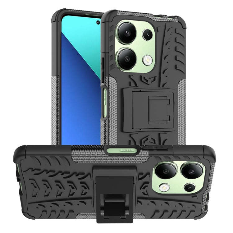 Tire Texture TPU + PC Phone Case with Holder, For Xiaomi Redmi Note 13 4G, For Xiaomi Redmi Note ...