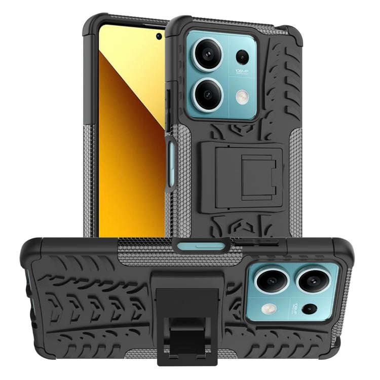 Tire Texture TPU + PC Phone Case with Holder, For Xiaomi Redmi Note 13 4G, For Xiaomi Redmi Note ...