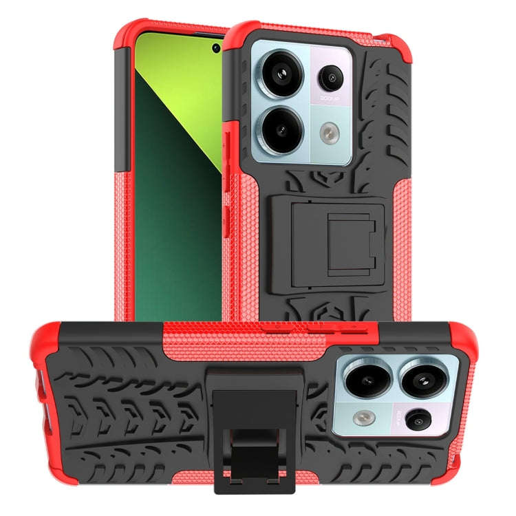 Tire Texture TPU + PC Phone Case with Holder, For Xiaomi Redmi Note 13 4G, For Xiaomi Redmi Note ...