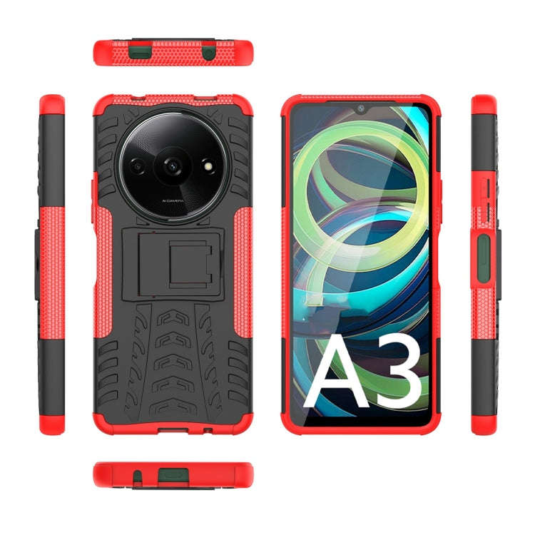 Tire Texture TPU + PC Phone Case with Holder, For Xiaomi Redmi A3 4G, For Xiaomi Redmi Note 13 4G...
