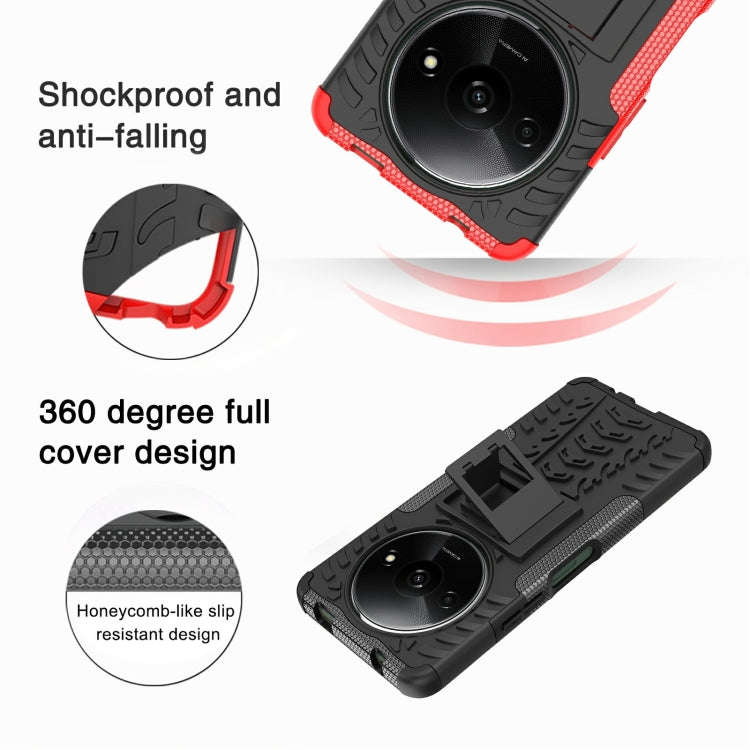 Tire Texture TPU + PC Phone Case with Holder, For Xiaomi Redmi A3 4G, For Xiaomi Redmi Note 13 4G...