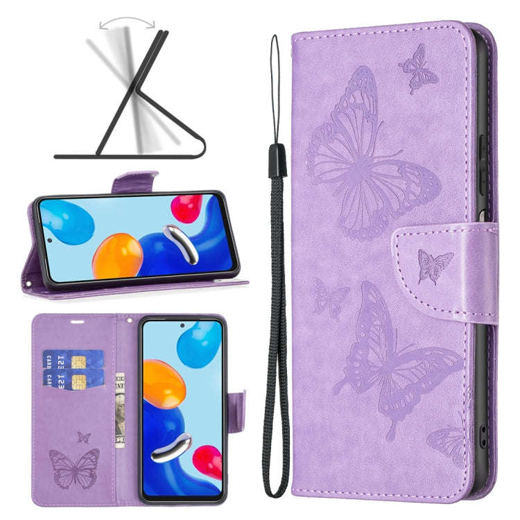 Two Butterflies Embossing Leather Phone Case, For Xiaomi Poco F5 5G / Redmi Note 12 Turbo, For Xi...