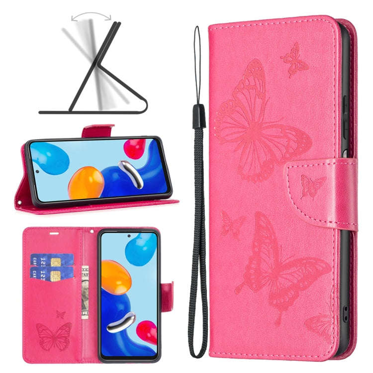 Two Butterflies Embossing Leather Phone Case, For Xiaomi Poco F5 5G / Redmi Note 12 Turbo, For Xi...