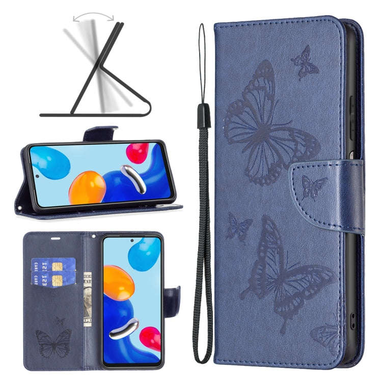 Two Butterflies Embossing Leather Phone Case, For Xiaomi Poco F5 5G / Redmi Note 12 Turbo, For Xi...