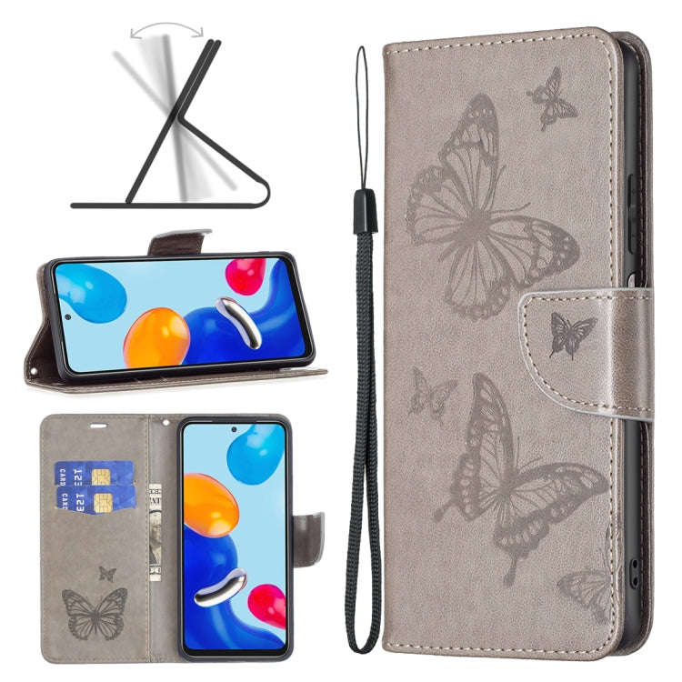 Two Butterflies Embossing Leather Phone Case, For Xiaomi Poco F5 5G / Redmi Note 12 Turbo, For Xi...