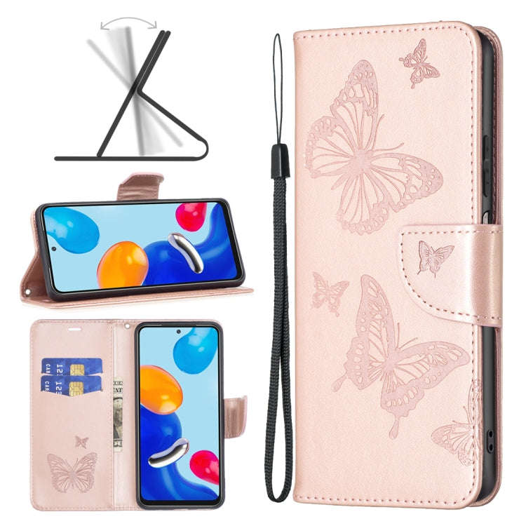 Two Butterflies Embossing Leather Phone Case, For Xiaomi Poco F5 5G / Redmi Note 12 Turbo, For Xi...