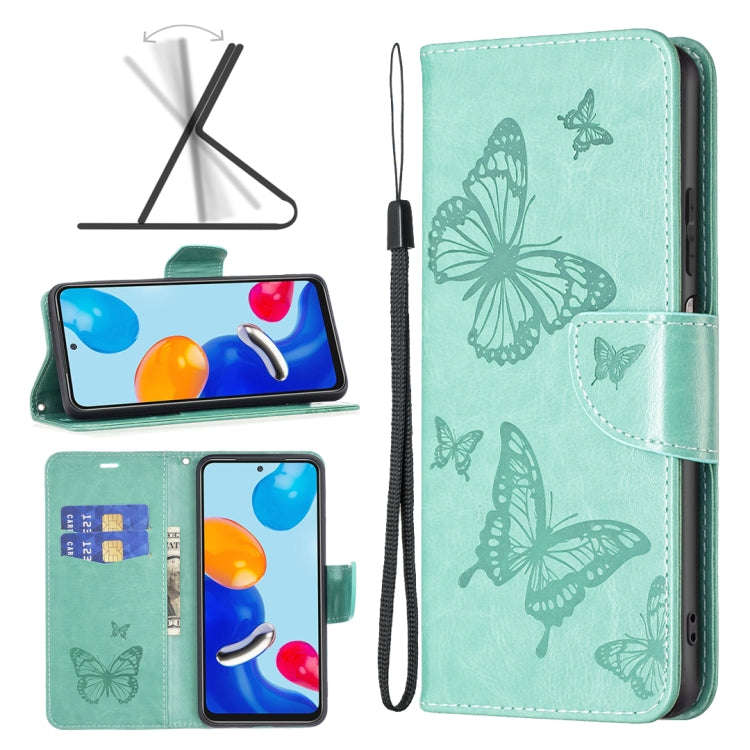 Two Butterflies Embossing Leather Phone Case, For Xiaomi Poco F5 5G / Redmi Note 12 Turbo, For Xi...