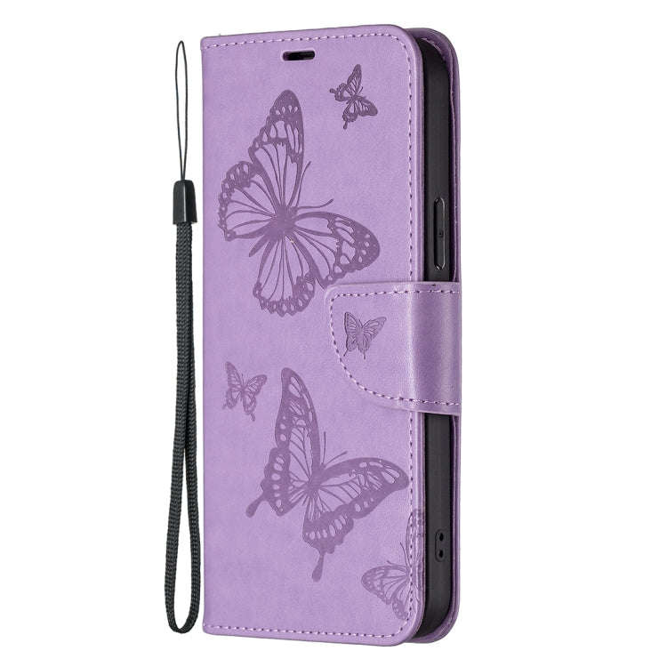 Two Butterflies Embossing Leather Phone Case, For Xiaomi Poco F5 5G / Redmi Note 12 Turbo, For Xi...