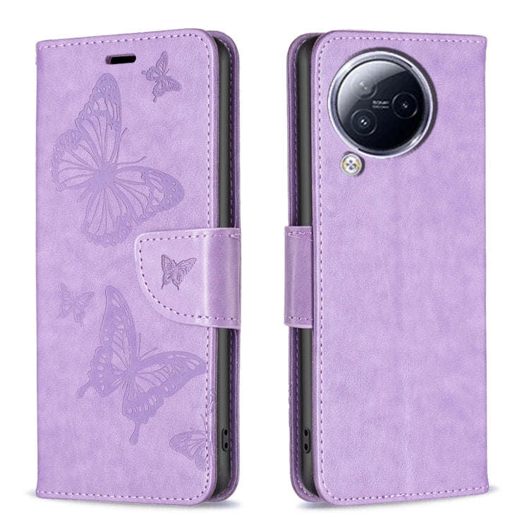 Two Butterflies Embossing Leather Phone Case, For Xiaomi Poco F5 5G / Redmi Note 12 Turbo, For Xi...