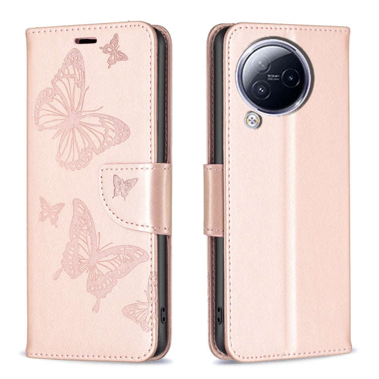 Two Butterflies Embossing Leather Phone Case, For Xiaomi Poco F5 5G / Redmi Note 12 Turbo, For Xi...