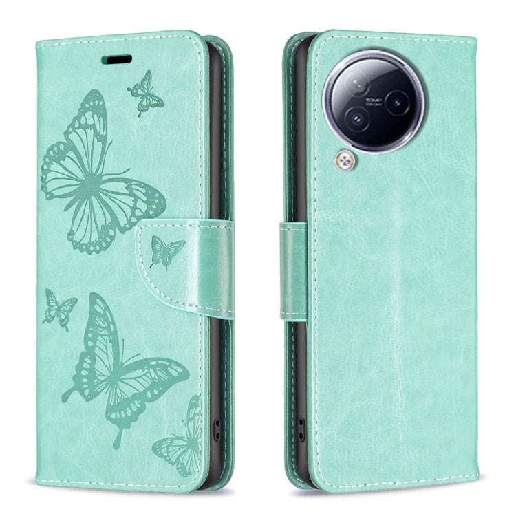 Two Butterflies Embossing Leather Phone Case, For Xiaomi Poco F5 5G / Redmi Note 12 Turbo, For Xi...