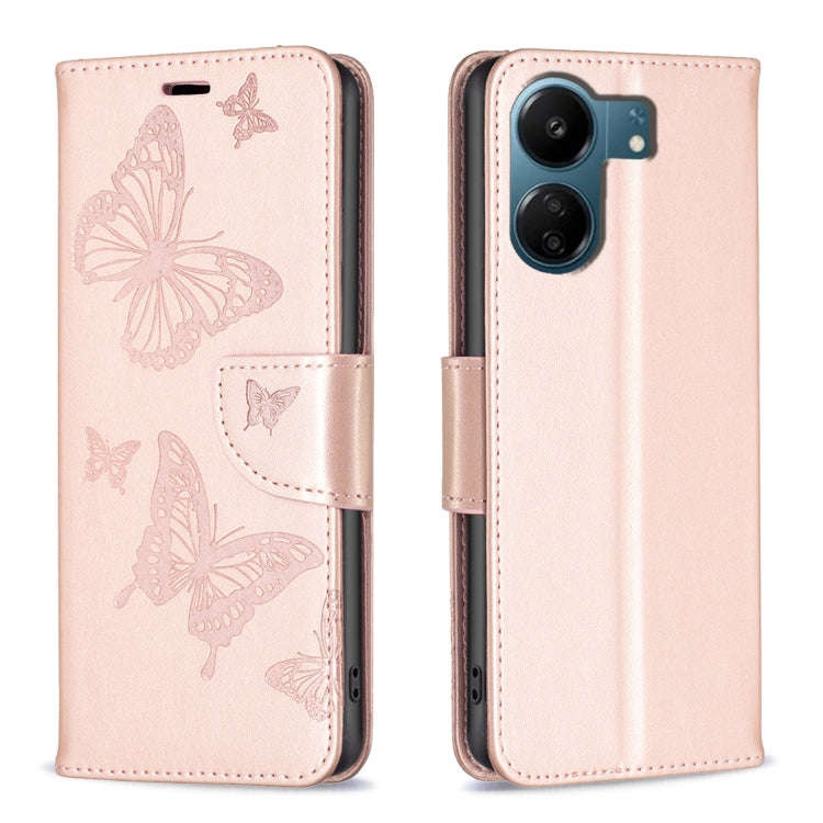 Two Butterflies Embossing Leather Phone Case, For Xiaomi Redmi Note 13 Pro 4G Global, For Xiaomi ...
