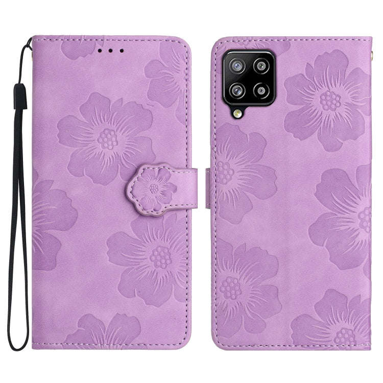 Flower Embossing Pattern Leather Phone Case, For Samsung Galaxy A12, For Samsung Galaxy A13 4G, F...
