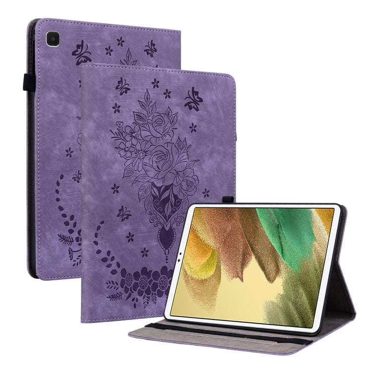 Butterfly Rose Embossed Leather Tablet Case, For Samsung Galaxy A7 Lite T220 / T225, For Samsung ...