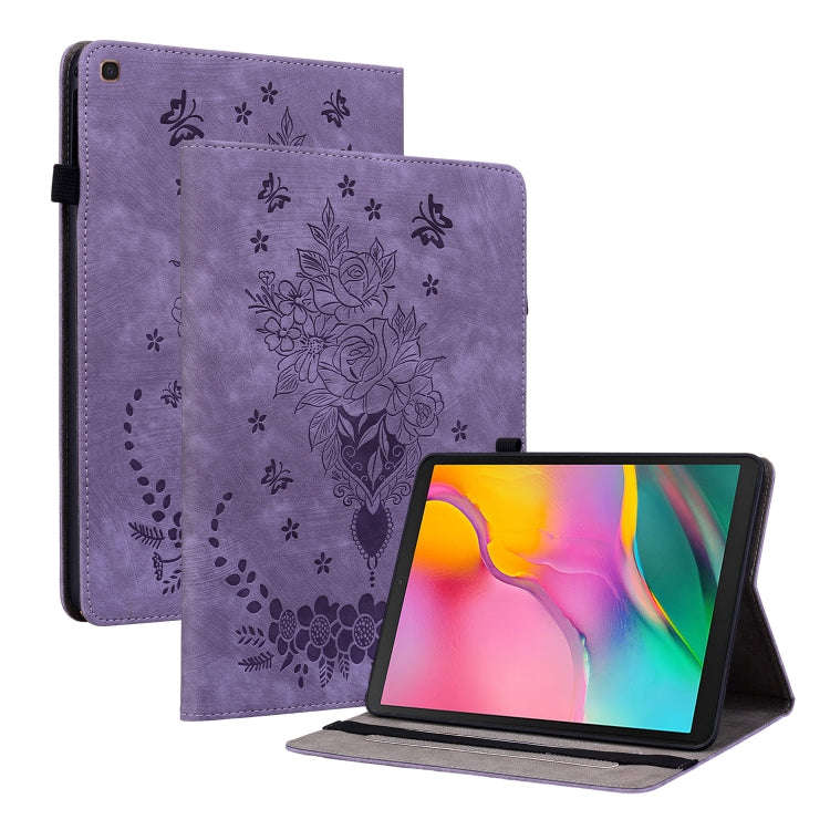 Butterfly Rose Embossed Leather Tablet Case, For Samsung Galaxy A7 Lite T220 / T225, For Samsung ...
