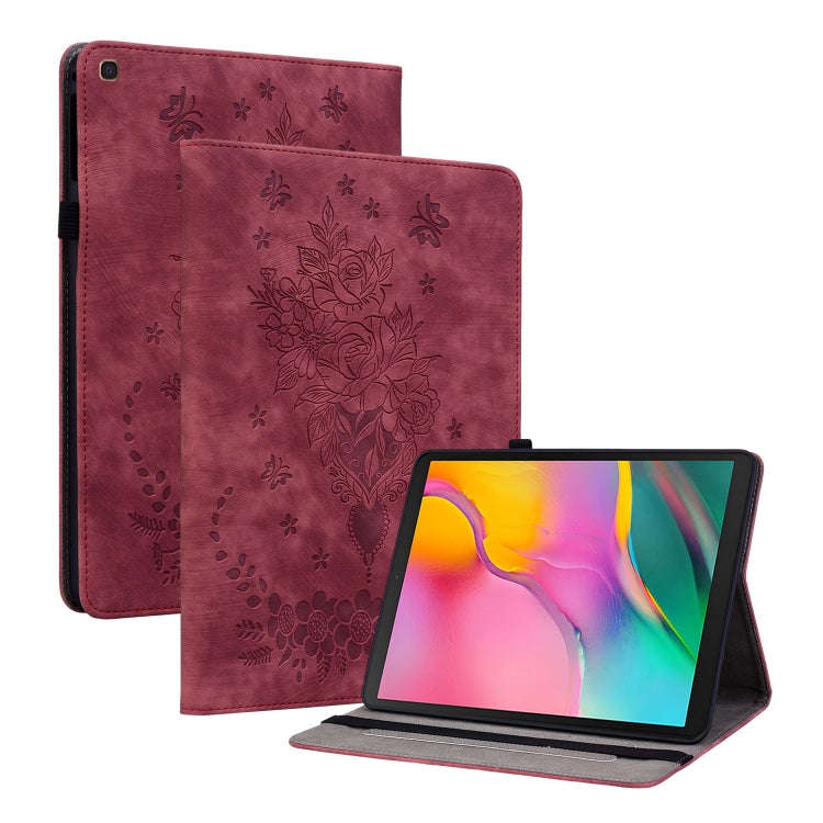 Butterfly Rose Embossed Leather Tablet Case, For Samsung Galaxy A7 Lite T220 / T225, For Samsung ...