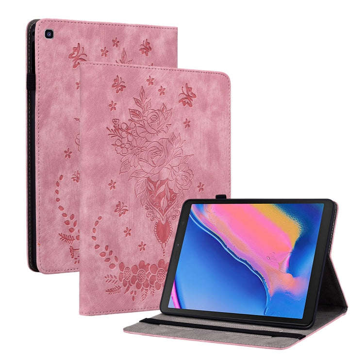 Butterfly Rose Embossed Leather Tablet Case, For Samsung Galaxy A7 Lite T220 / T225, For Samsung ...