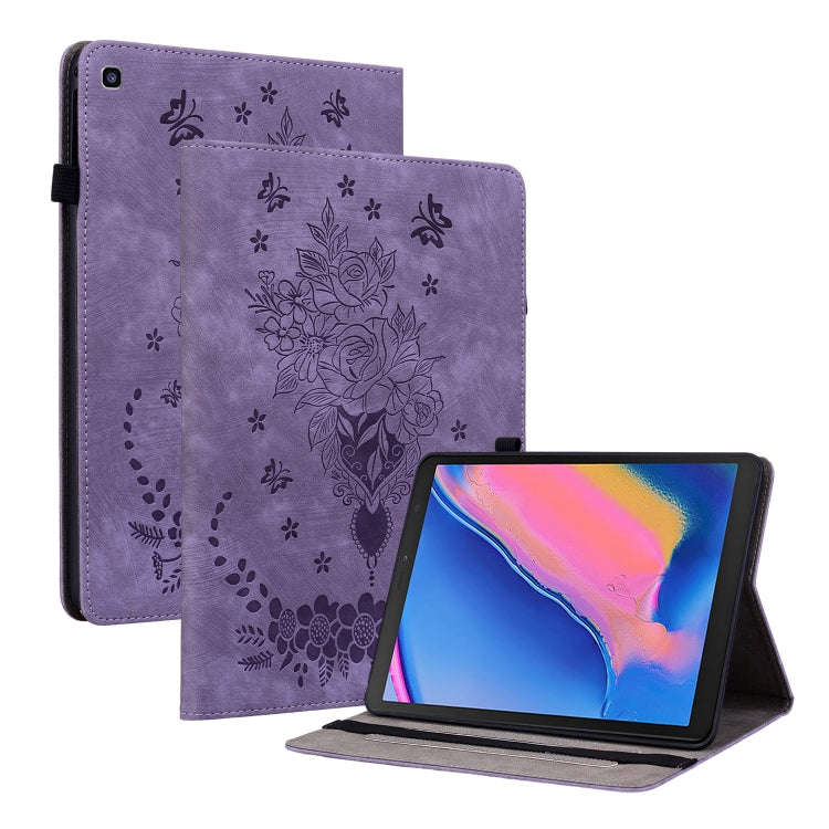 Butterfly Rose Embossed Leather Tablet Case, For Samsung Galaxy A7 Lite T220 / T225, For Samsung ...