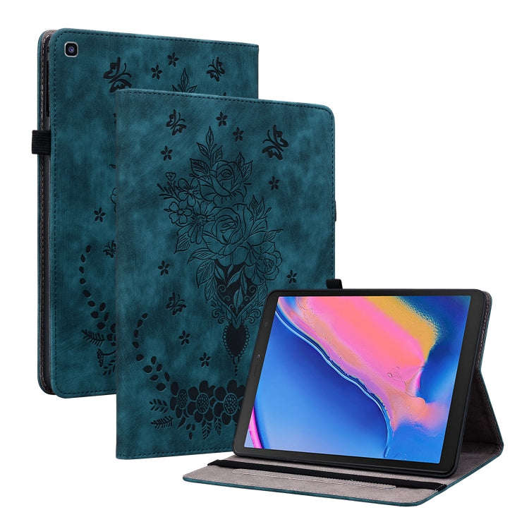 Butterfly Rose Embossed Leather Tablet Case, For Samsung Galaxy A7 Lite T220 / T225, For Samsung ...