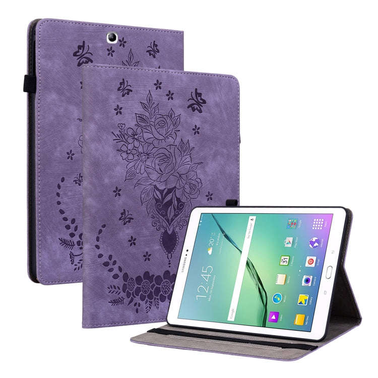 Butterfly Rose Embossed Leather Tablet Case, For Samsung Galaxy A7 Lite T220 / T225, For Samsung ...