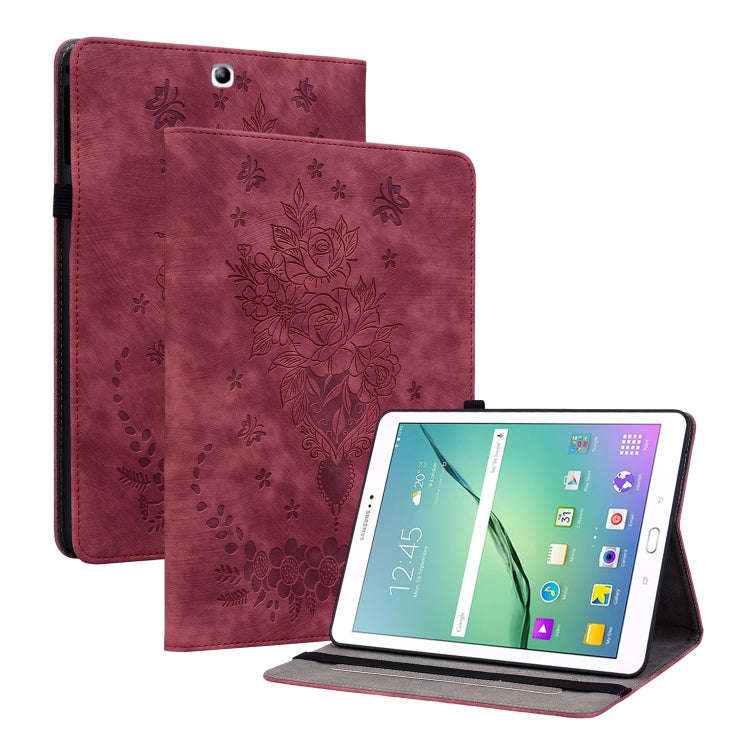 Butterfly Rose Embossed Leather Tablet Case, For Samsung Galaxy A7 Lite T220 / T225, For Samsung ...