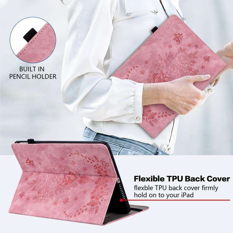 Butterfly Rose Embossed Leather Tablet Case, For Galaxy Tab S12+, For Samsung Galaxy Tab S11, For...
