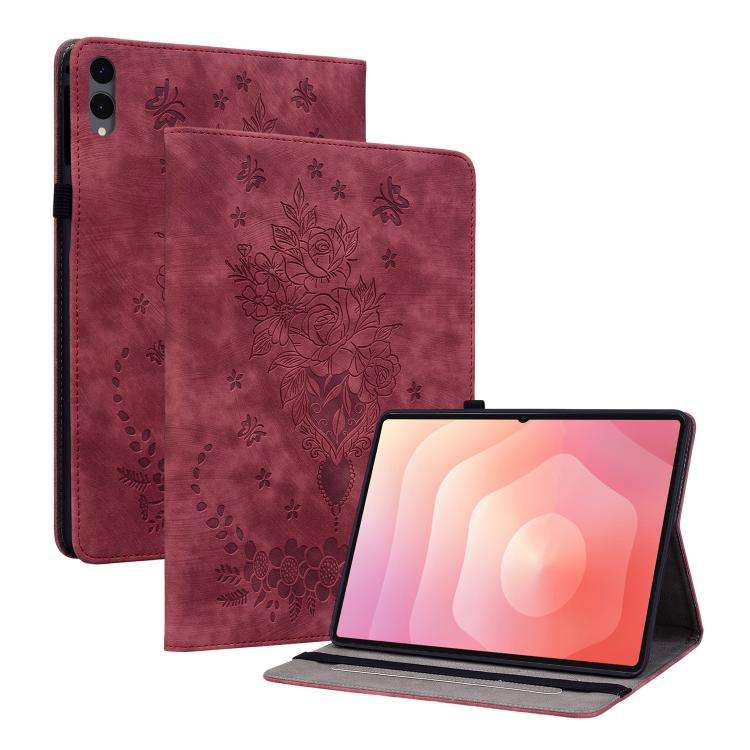 Butterfly Rose Embossed Leather Tablet Case, For Galaxy Tab S12+, For Samsung Galaxy Tab S11, For...