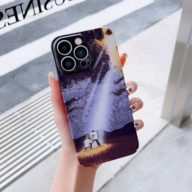 Precise Hole Oil Painting Pattern PC Phone Case, For iPhone 14, For iPhone 14 Plus, For iPhone 14...