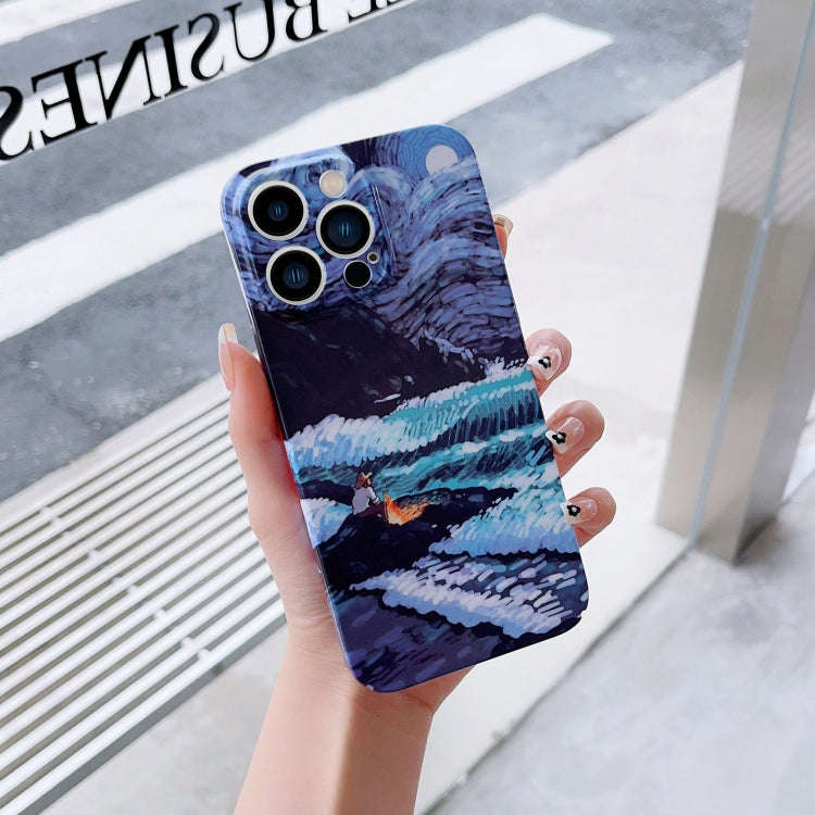 Precise Hole Oil Painting Pattern PC Phone Case, For iPhone 14, For iPhone 14 Plus, For iPhone 14...