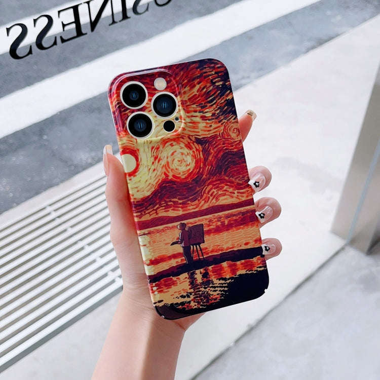 Precise Hole Oil Painting Pattern PC Phone Case, For iPhone 14, For iPhone 14 Plus, For iPhone 14...